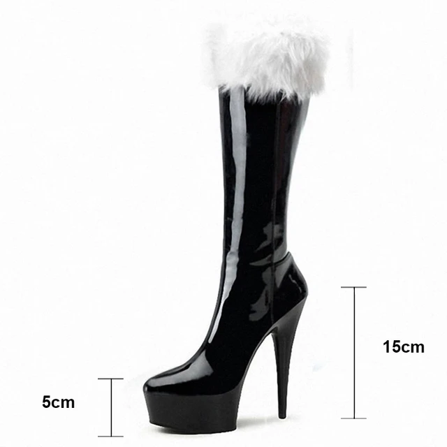 Sexy Women's Faux Leather High Heels Boots Skinny Legs Round