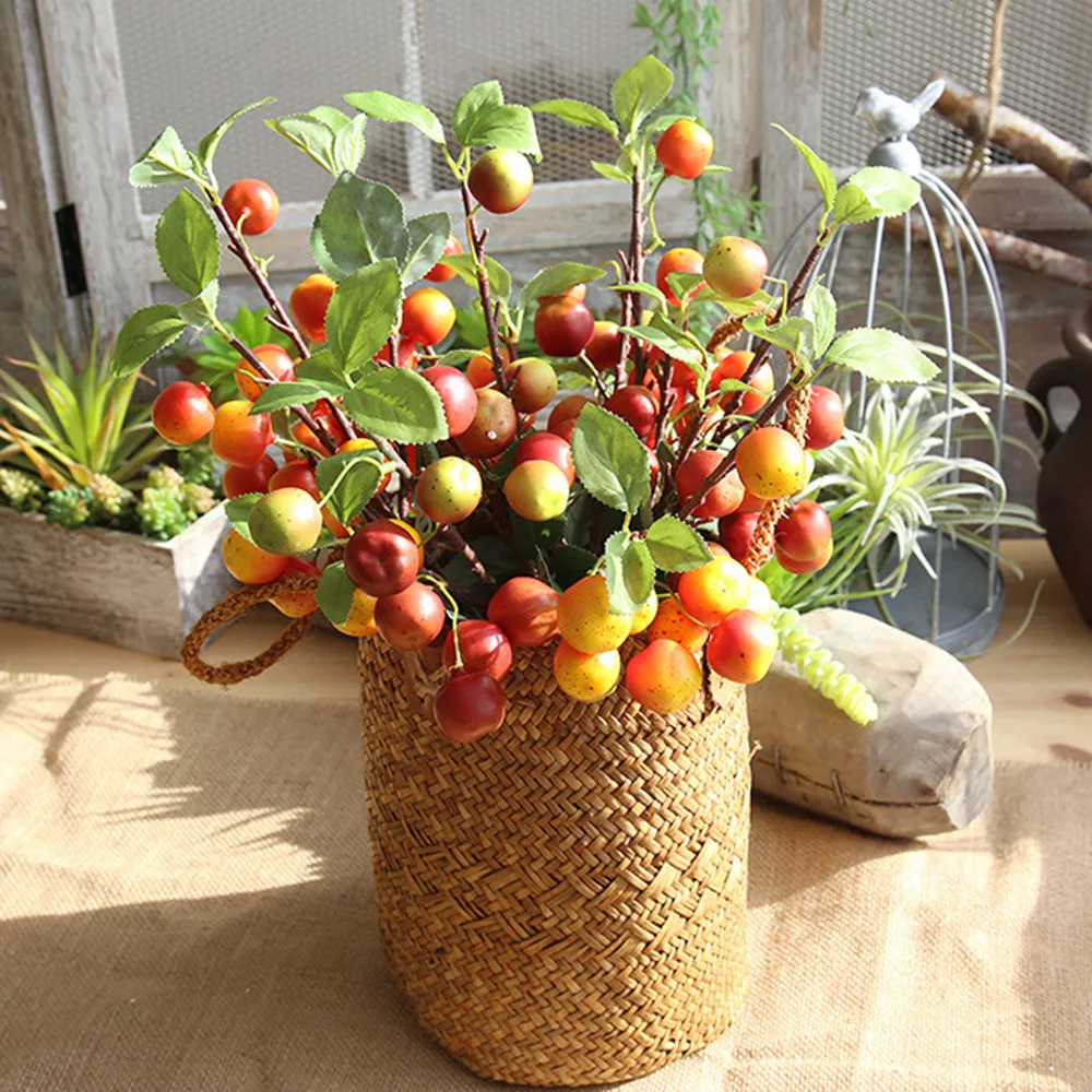 

Simulation fruit bean fake flower Fake Artificial Rose Fruit Peach Berries Bouquet Floral Berry Garden Home Decor F80