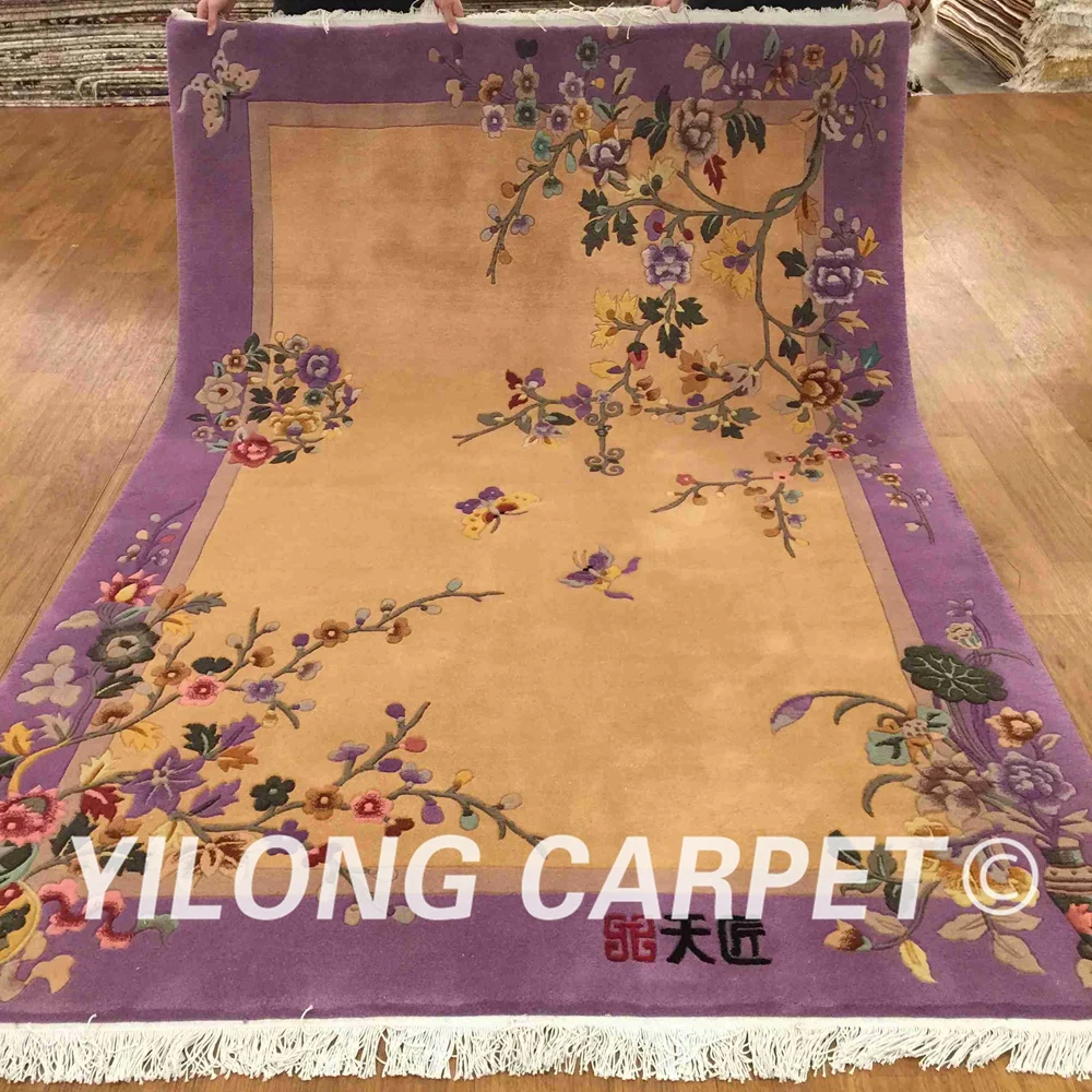YILONG 5,5 'x8' ручная работа художественное украшение фиолетовый ковер ручной работы ковер из овечьей шерсти(TJ006S-5.5x8