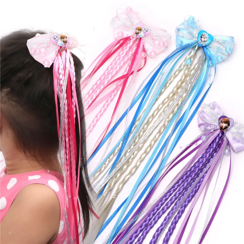 

1PCS Hair Princess Elastic Hair Bands Ribbon Flower hair rope Pink blue Headwear Girls Party Gifts Wig accessories hair clip