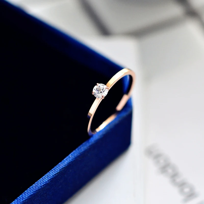 YUN RUO Rose Gold Silver Colors Luxury CZ Crystal Rings for Woman Girl Wedding 316 L Stainless Steel Jewelry Prevent Allergy