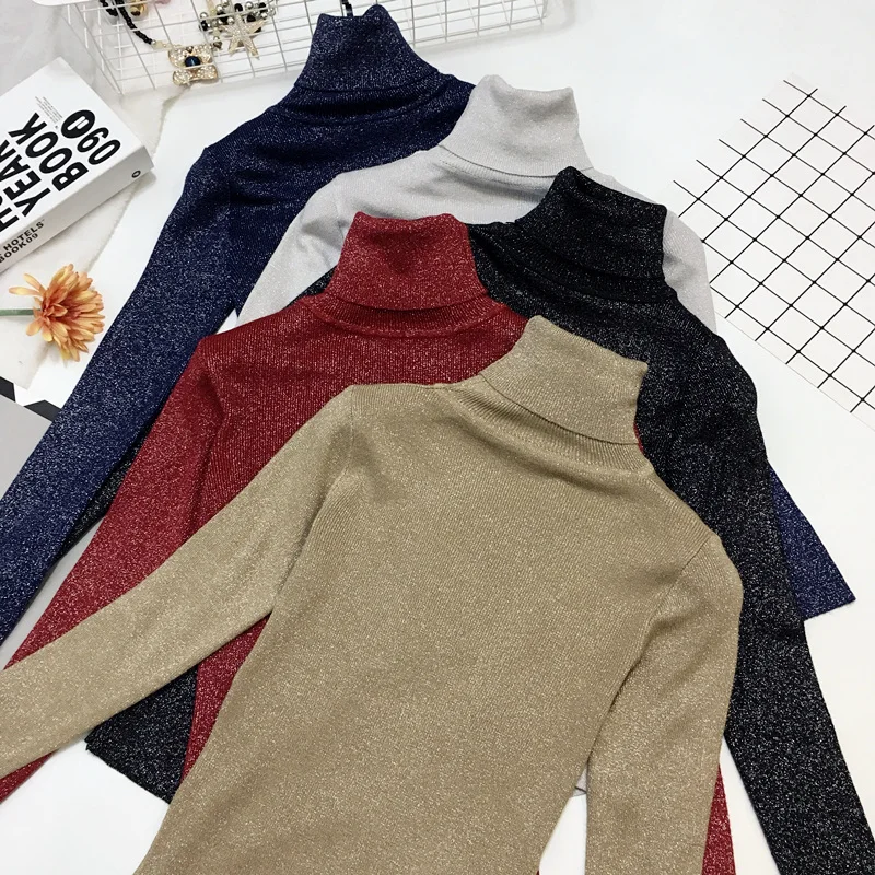 

Korean 2018 New Turtleneck Women Pullover Sweater High Elasticity Knitted Slim Jumper Autumn Winter Basic Female Sweater PZ559