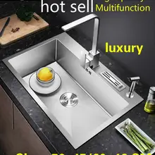 Горячая кухонная ручная раковина одинарная мойка 304 нержавеющая сталь 500x450/600x460 мм