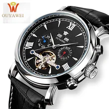 OUYAWEI Skeleton Mechanical Watch Luxury Men Black Tourbillon Business Brand Leather Date Male Watches Clock Relogios Masculino цена OUYAWEI Skeleton Mechanical Watch Luxury Men Black Tourbillon Business Brand Leather Date Male Watches Clock Relogios Masculino цены онлайн