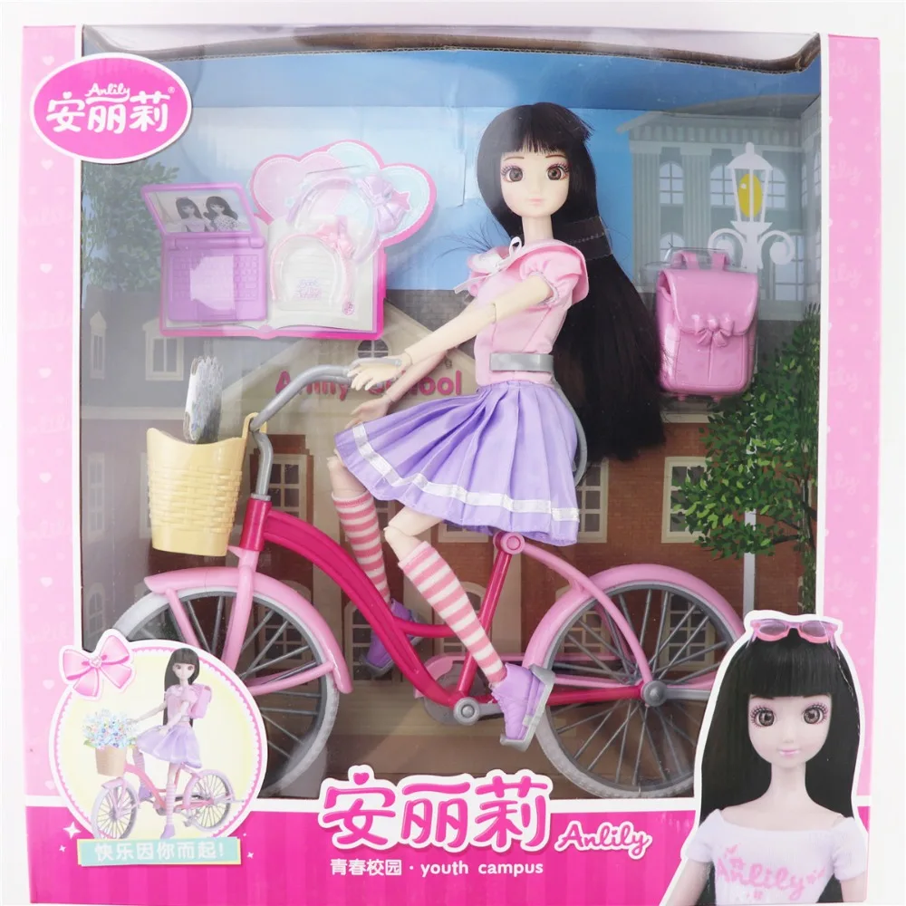 11,5 дюймов Jimusuhutu кукла для школьницы, высокое качество, куклы с велосипедной ранец, очки для ноутбука, шпилька, аксессуары для барби