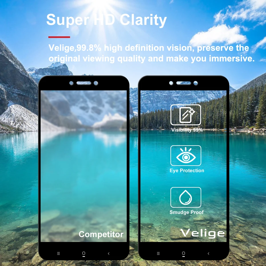 Velige 9H Full Cover Tempered Glass for Xiaomi Redmi 4X Redmi4X 4 X Screen Protector Real 2.5D Toughened Safety Glass Film (6)