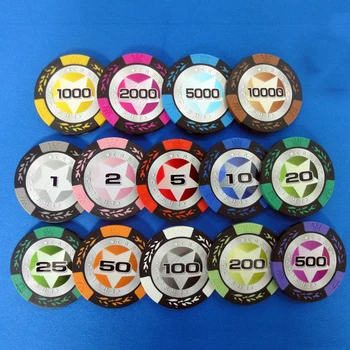 

14pcs/set High quality Poker Chips 14g Clay/Iron/ABS Casino Chips Texas Hold'em Poker Wholesale Wheat Crowne Poker Chips