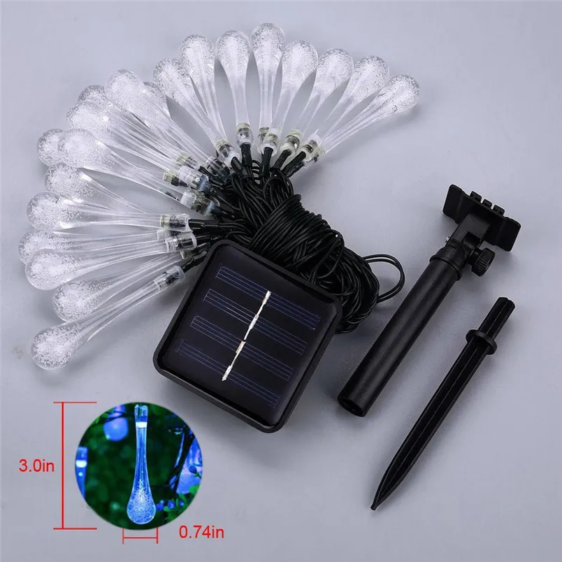 christmas lights outdoor decoration Garden 30 LED string lights Raindrop Teardrop Solar Powered String Fairy Lights #3D03 (13)