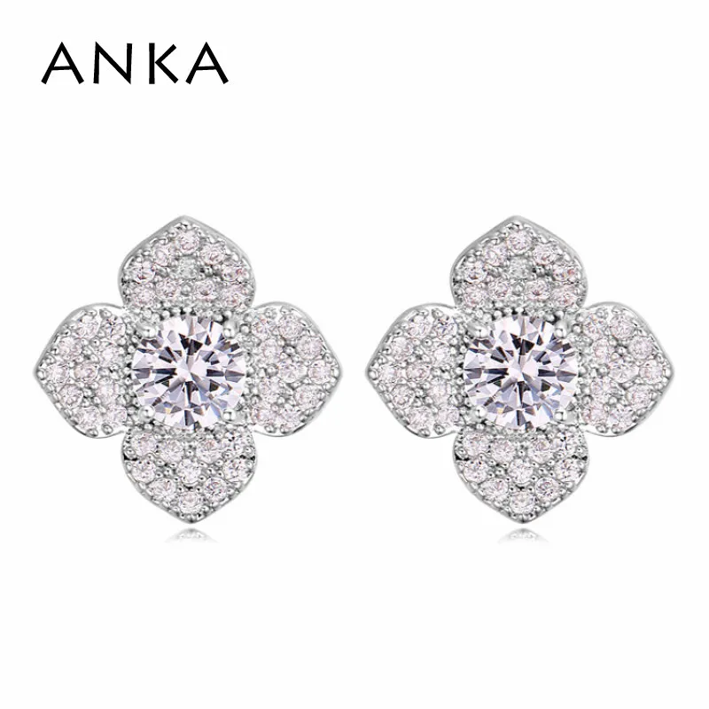 

ANKA brand hot trendy luxury zirconia flower women stud earrings new cute plant CZ earings fashion Jewelry accessories 121074