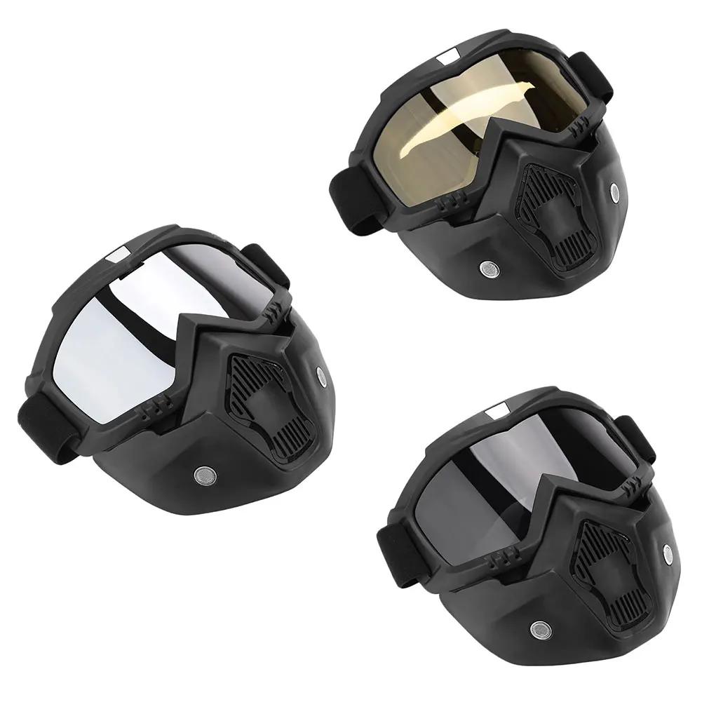 Modular Detachable Goggles And Mouth Filter Open Face Motorcycle Helmet