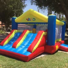 Двор надувной батут больших размеров дом игры с горкой детей на открытом воздухе Оксфорд надувной замок ПВХ Moonwalk батут воздуходувки