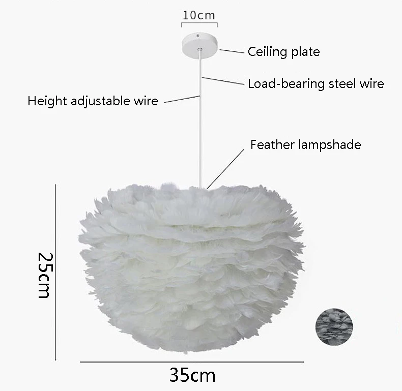 Подвесной светильник с перьями, романтическая Подвесная лампа, нордический гусиный пух, подвесной светильник, художественный декор для столовой, кухни, Домашний Светильник, светильники