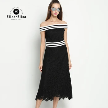 

Lace Dress Women Elegant Long Summer Sleeve Slash Neck Off Shoulder Dresses 2017