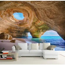 3D Mural Wallpaper Home Decor Background Fotografía Natural Cueva Maravilla Costa Paisaje Pared del Baño Mural para Sala de estar