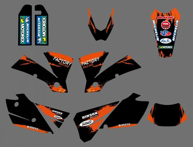 

new style 0429 Black TEAM GRAPHICS & BACKGROUNDS DECALS FOR KTM EXC 125/200/250/300/400/450/525 2004