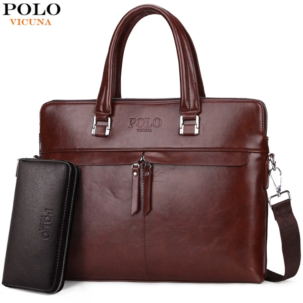 Kaufen VIKUNJA POLO Kausalen Business Doppel Schicht Business Mann Aktentasche Große Marke Mens Leder Laptop Taschen OL Männer Schulter Tasche Handtasche