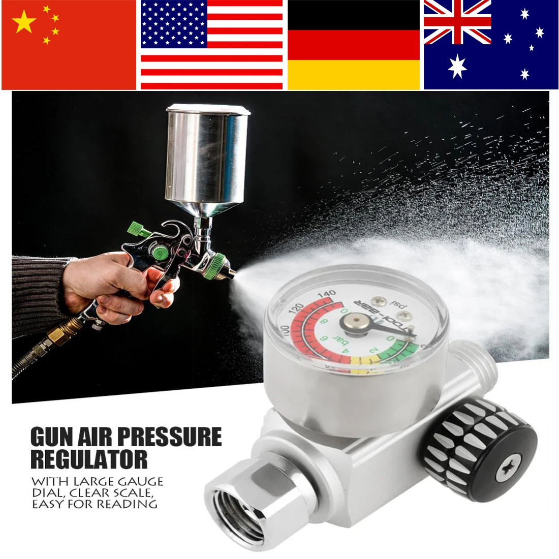 Buy Air Pressure Regulator Pressure Gauge barometer Paint Spray Gun Regulator