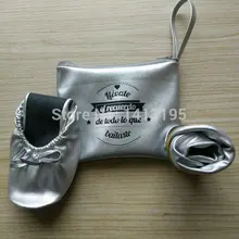 Мягкой подошвой Стельки Материал женщины плоские обувь Пол серебряный складной балетная обувь