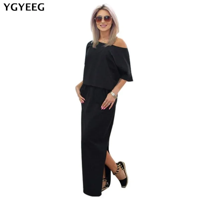 

YGYEEG Long Maxi Dress Women Summer Boho Beach Casual Loose Dress Elegant Evening Party Dresses Tunic Vestidos Plus Size S-XXL
