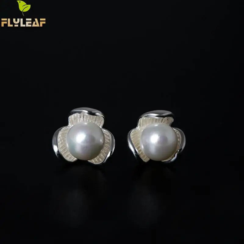 

Flyleaf 100% 925 Sterling Silver Shell Imitation Pearls Flowers Stud Earrings For Women Prevent Allergy Lady Fashion Jewelry