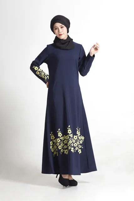 New flower print plus size turkish women abaya dress