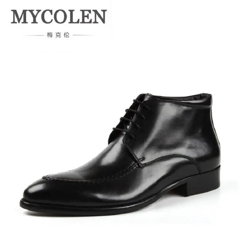 

MYCOLEN New Fashion Winter Men Boots High Quality Genuine Leather Men Ankle Boots British Style Lace-Up Men Motorcycle Boots