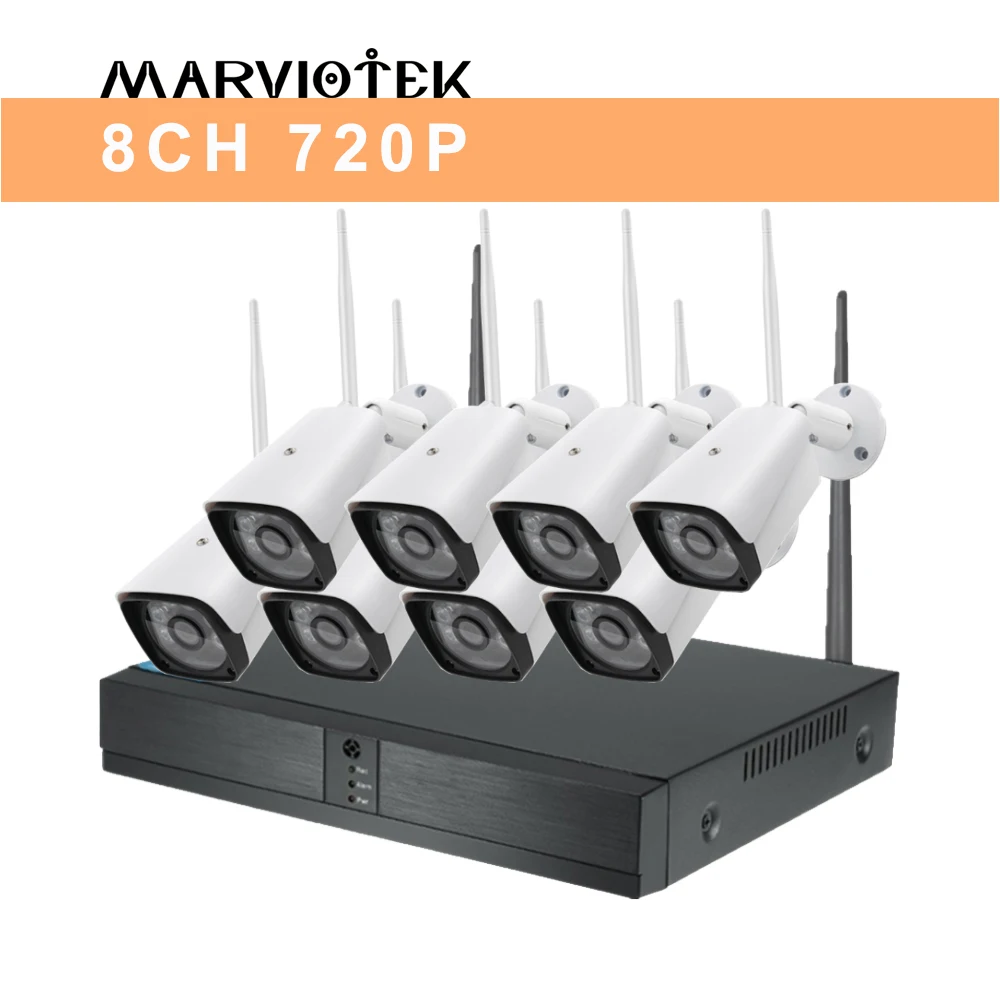 8CH 1080P HD система камер домашней безопасности 4CH CCTV камера система наружного видеонаблюдения беспроводная ip-камера Wifi NVR комплект 720P - Цвет: 8CH 720P NVR Kits