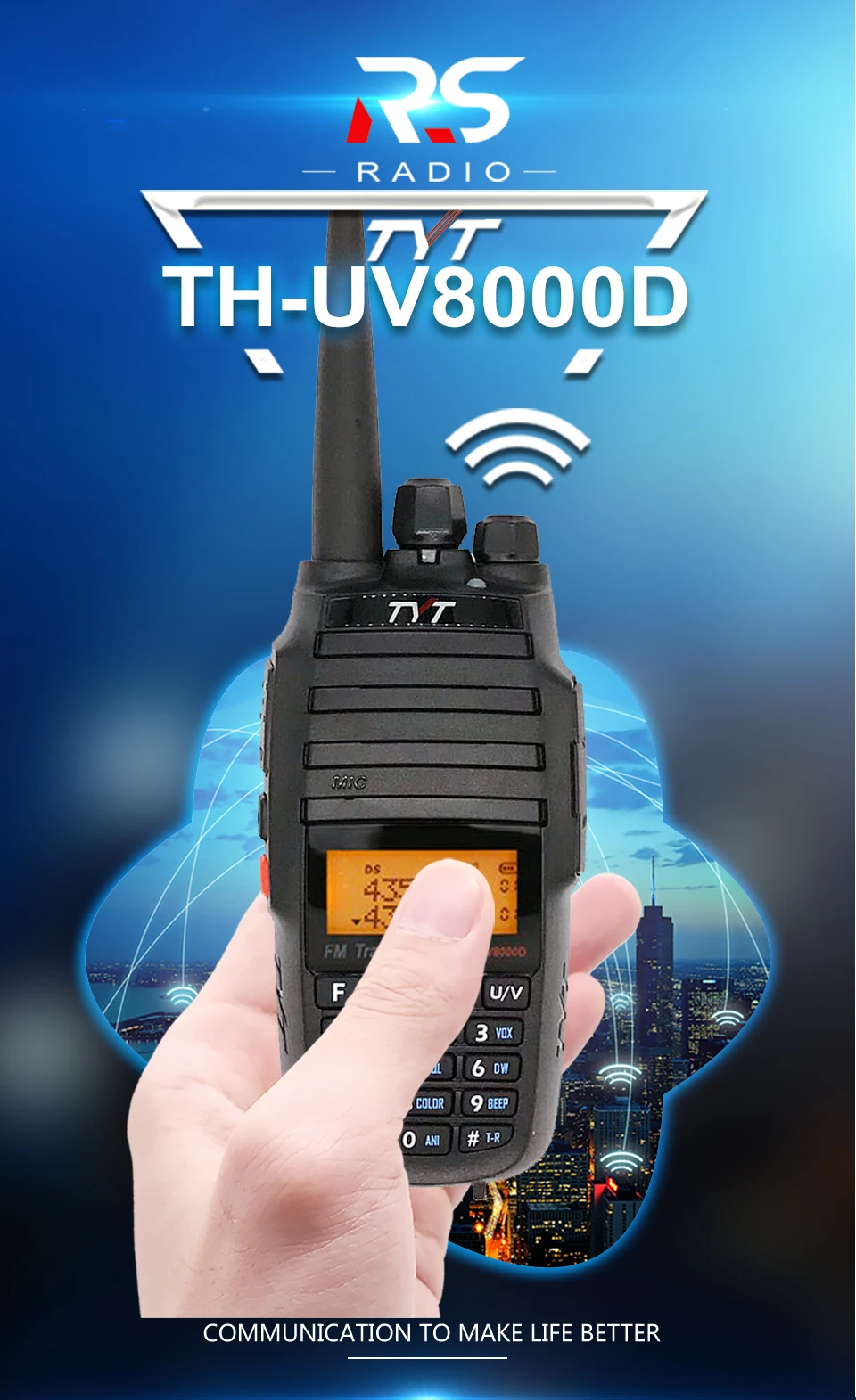 Walkie Talkie 10 Вт TYT TH-UV8000D VHF UHF Ham CB двухсторонняя радиостанция любительский КВ трансивер TH UV8000D радио сканер повторитель