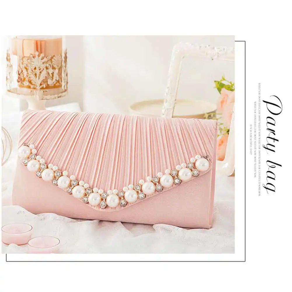 LJL-Pearl Bijou вечерние сумки клатч сумка женская, розовая