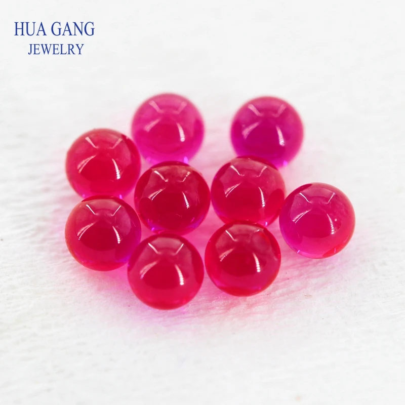 

5# Rose Red Beads Round Shape Cabochon Cut Stone Synthetic Corundum Bead For Jewelry Size 0.8-3.0mm Free Shipping 500pcs/lot