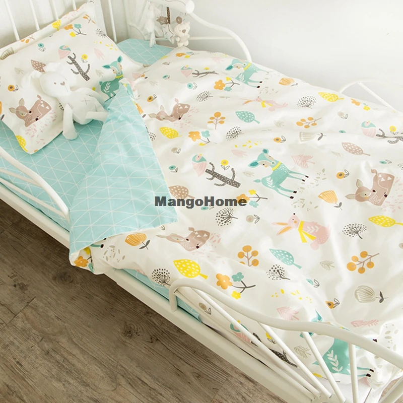 2pcs A Set) Customize Baby Bed Quilt Cover And Pillowcase Cotton Kids Bedding Set Dinosaur Unicorn Design Baby Bed Linen
