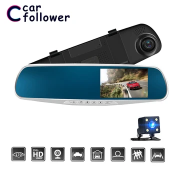 

Car Dvr Mirror Dual Lens Rear View Camera Auto Full HD 1080P Dash Camera For Car Drive Recording 4.3 Inch Dash Cam Night Vision