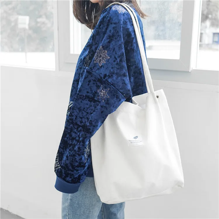 Простые брендовые дизайнерские Вельветовые женские сумки, Минималистичная сумка на плечо, женские повседневные ручные сумки, модная сумка-тоут - Цвет: Белый