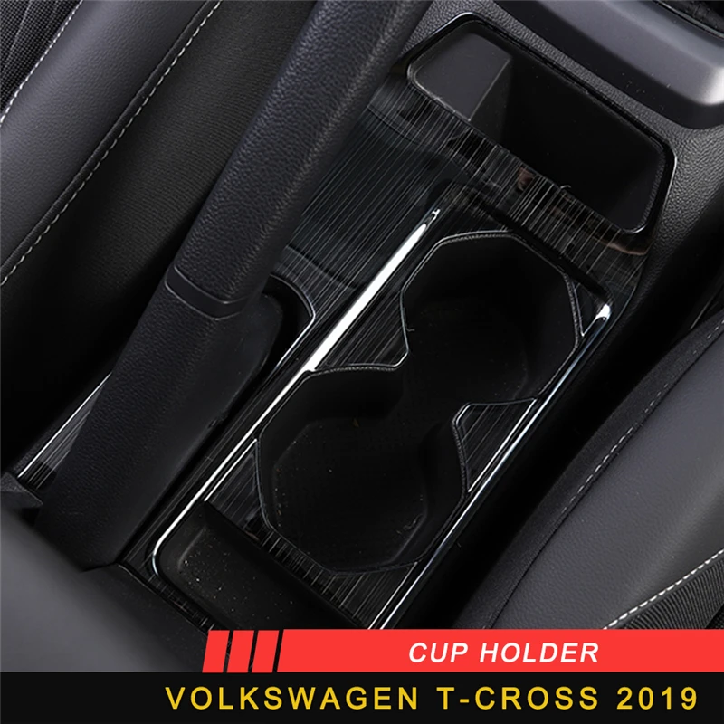 

Car Styling Central Control Cup Holder Panel Cover Trim Frame Sticker Interior Accessories for Volkswagen T-CROSS 2019