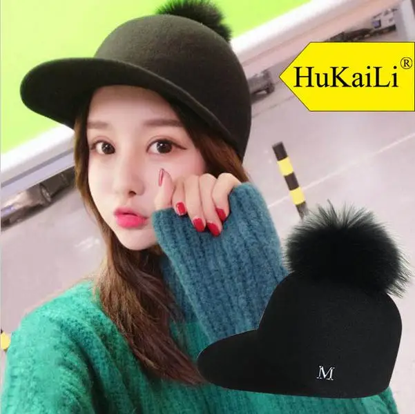 

Autumn and winter m oge ball equestrian cap wool fedoras wide brim baseball cap all-match female hat