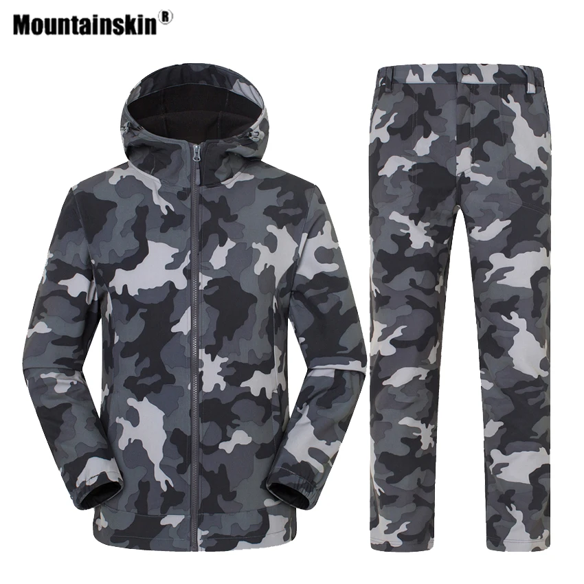 Мужская/Женская камуфляжная флисовая куртка Mountainskin водонепроницаемая и штаны