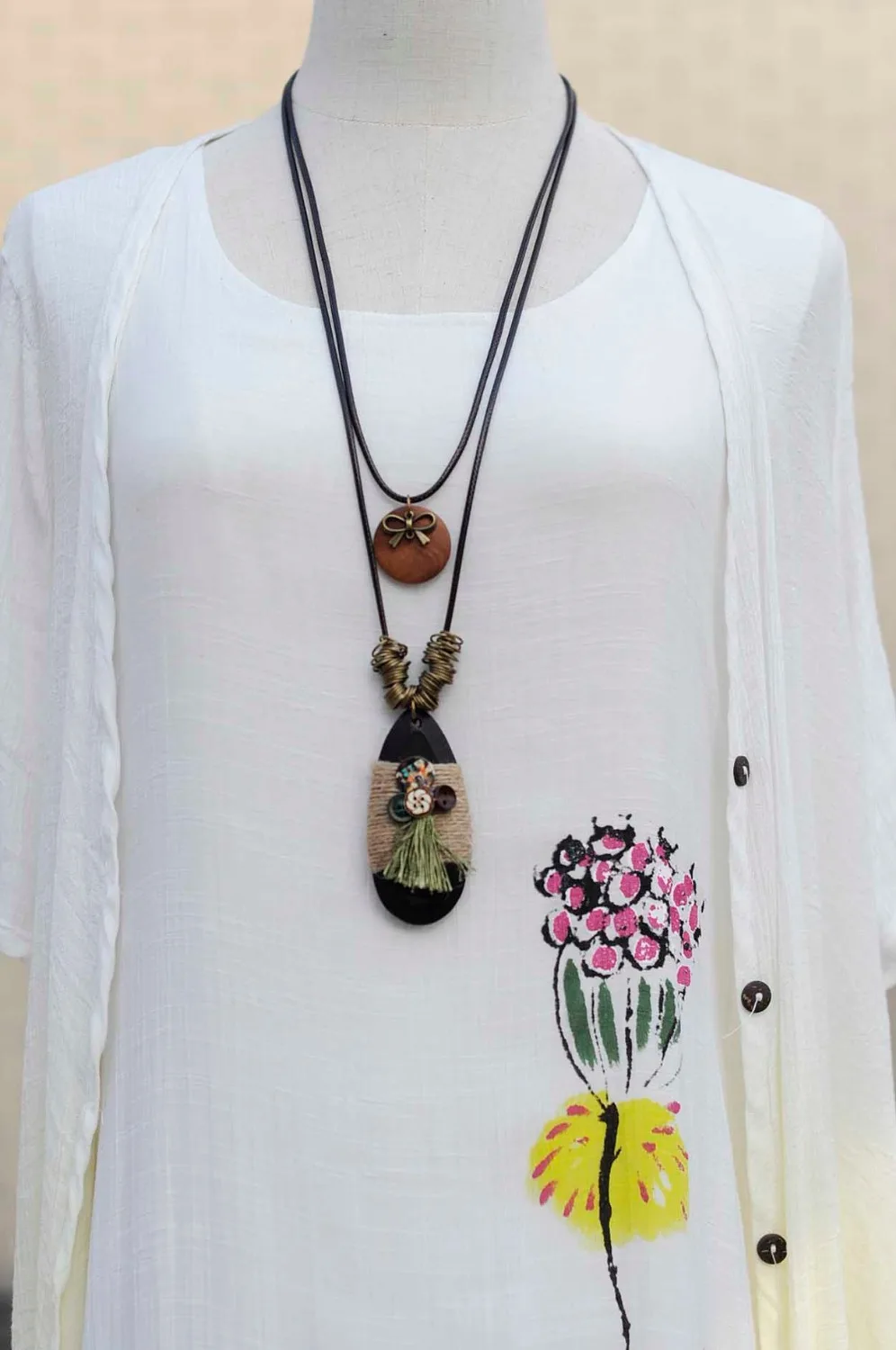 2017 New Arrival vintage Choker woman necklace Fashion Jewelry Wooden pendant Long necklace for women collares mujer kolye - Image 3