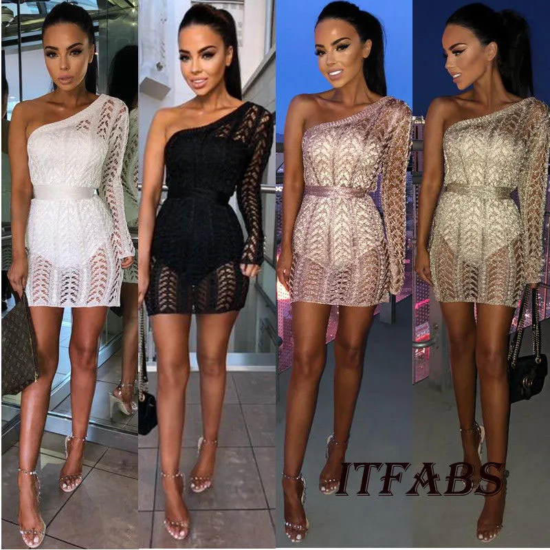 one shoulder knit dress