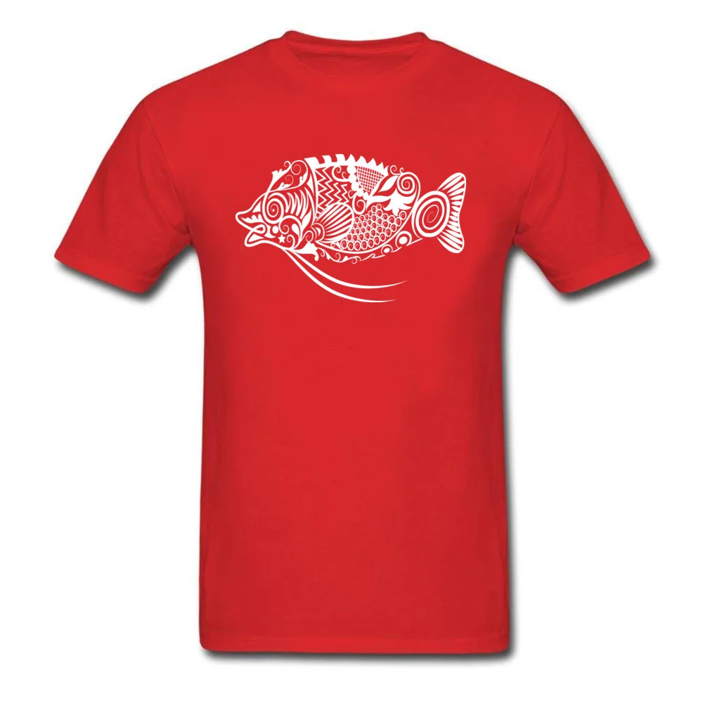 2018 Discount Student T Shirts Fish pattern Family Tops Shirt Pure Cotton Short Sleeve Gift T-Shirt Crew Neck Wholesale Fish pattern red
