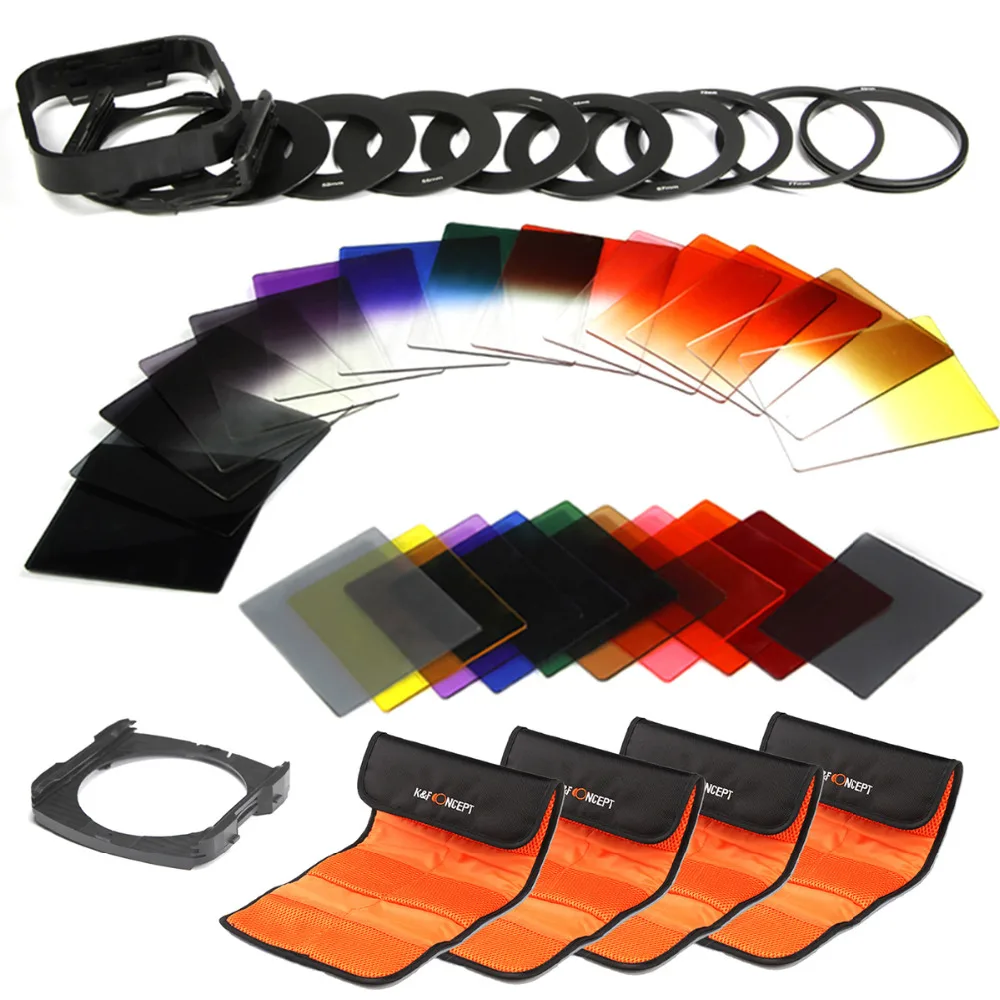 K&F Concept 40in1 Graduated ND Gray Color filter set Holder Kit for Nikon D5300 D5200 D5100 D3300 D3200 D3100 DSLR Cameras