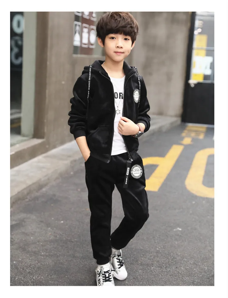 

2018 Velvet Children Boys Clothes Set Suit Sports Suits Boys kid Clothes Set WINTER Kids Clothes Set