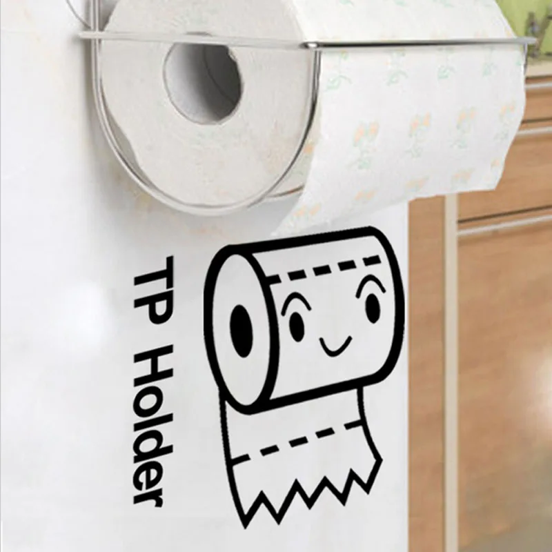 Funny Toilet Stickers Roll Of Paper Creative Home Decor Accessories