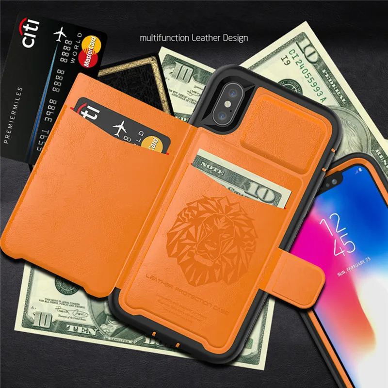 Роскошный чехол-подставка с магнитным отделением для карт для iPhone XS MAX XR XS X 8 7 6 6s Plus противоударный дизайнерский кожаный чехол Fundas