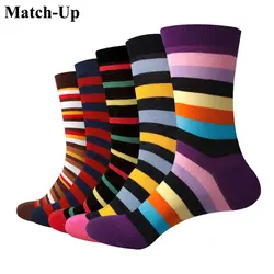 Мужская цветная полоска, хлопковые носки argyle, повседневные носки (5 пар/партия), США 7,5-12