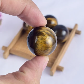 

25mm Natural Tiger Eye Energy Sphere Crystal Hand Massage Healing Chakra Reiki Yoni Kegel Ben Wa Balls Mineral Stone Home Decor