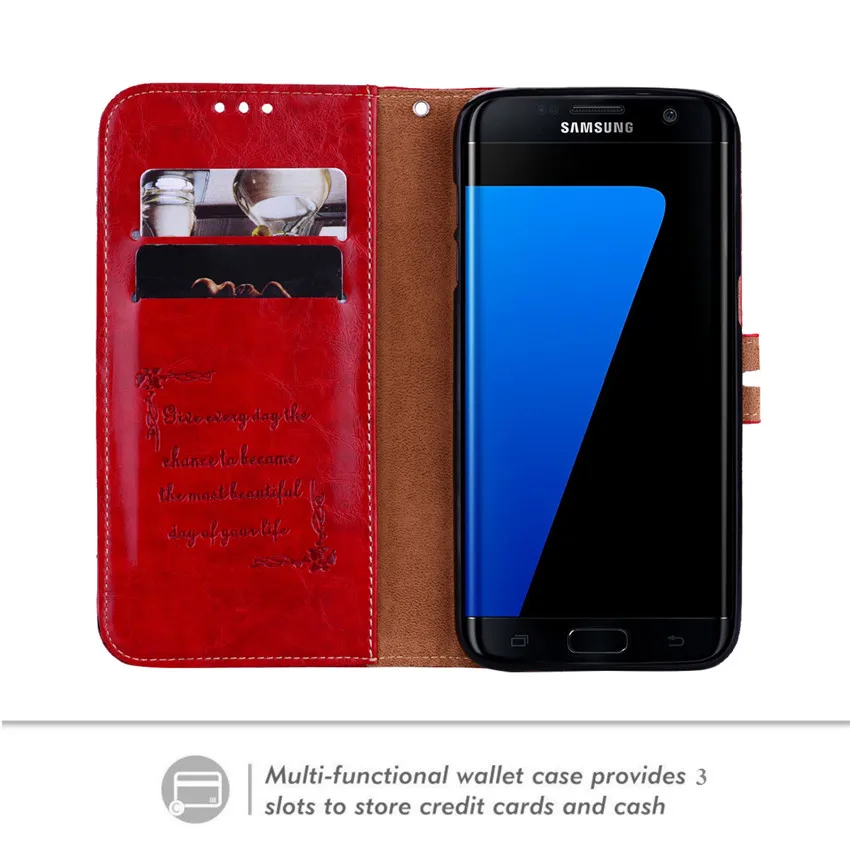Деловой кожаный чехол бумажник с откидной крышкой для Samsung Galaxy S7 S6 Edge S8 Plus S3 S4 S5 J7 J3