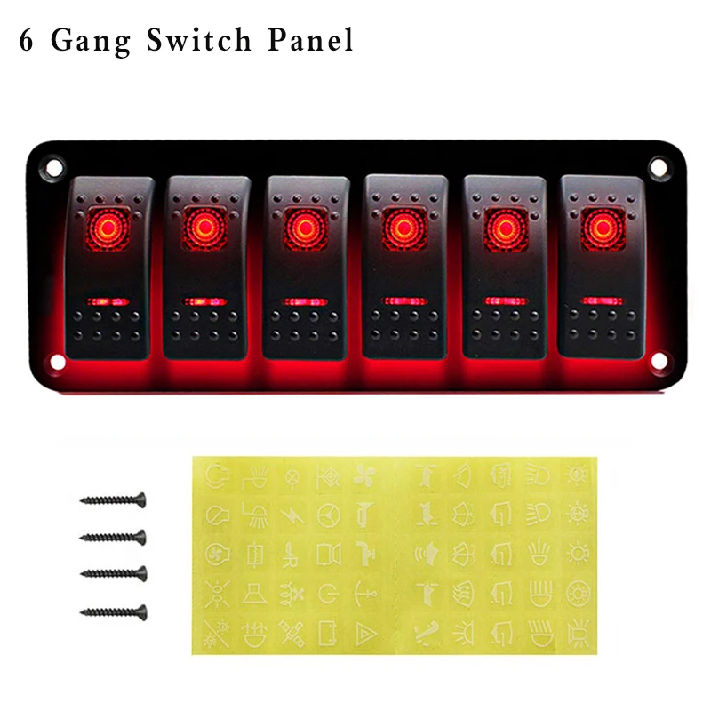 

4 Gang 6 Gang Toggle Switch Panel for Car Boat Marine Circuit Breaker Overload Protection Control Switch Panel DC12V/24V