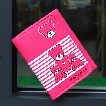 

New Short Women Wallet Lady Purses Brand Design Bear Coin Purse Clutch Moneybags Wallets Cards ID Holder Female Fold Burse Bags