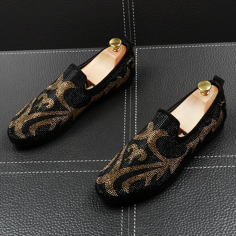 CuddlyIIPanda New Arrival 2019 Men Fashion Loafers Spring Autumn Crystal Print Sneakers Male Slip on Personality Casual Shoes | Обувь