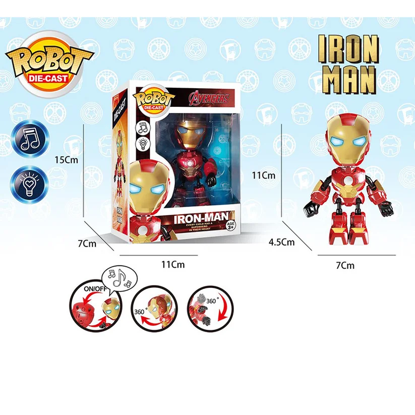 

Avengers Iron Man Version Iron Man Alloy Robot Light Music Beauty Team Hand Model Children's Toys Collection Figurine Toy Model